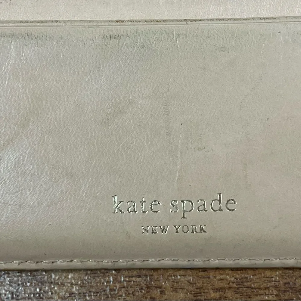 Kate Spade Cardholder Leather Card Case Black Patent Leather ID Holder Black Tan